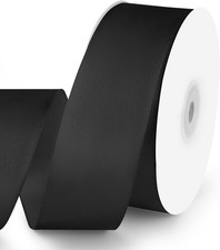1-1/2" Wide X 50 Yards Black Single Faced Polyester Satin Ribbon