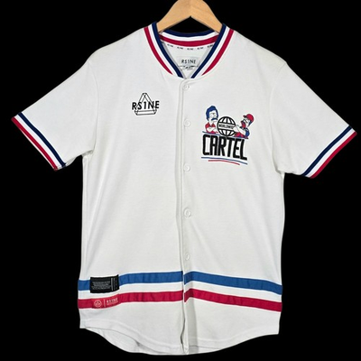 #ad RSINE Cartel Escobar vs Chapo The Simpsons Baseball Jersey Mens Large White $28.81