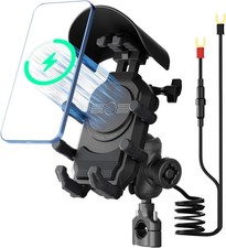 Motorcycle Phone Mount with 15W Wireless Charger PD/USB-C USB Quick Charger An