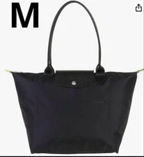 LONGCHAMP Le Pliage Tote Bag Shoulder Bag Medium Black/Black Handle OUTLET New