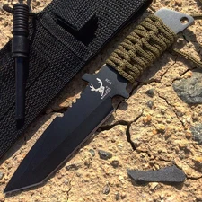 7"" Full Tang Survival Hunting Knives with Fire Starter Stainless Knife Outdoor