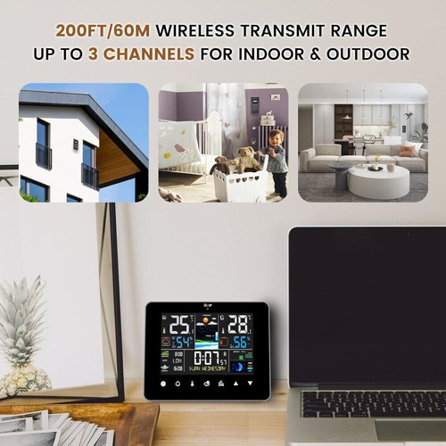 Weather Station Indoor Outdoor Wireless with Sensors Digital Colored Screen - Picture 12 of 12