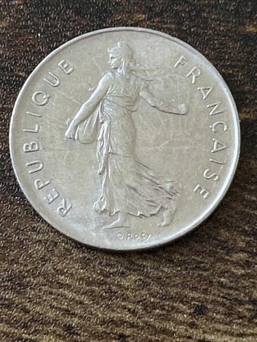 1972 France 5 Francs Nickel Clad Copper-Nickel The Seed Sower Actual Coin TK6931 - Picture 3 of 3