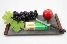 Slate Cheese Cutting Board Serving Platter Tray With Wood Handles-Asian Inspired