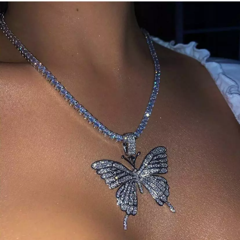 Tennis butterfly choker bling butterfly butterfly tennis necklace 4mm tenni
