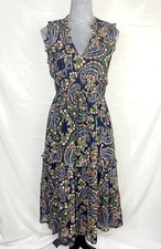 ANTHROPOLOGIE Size 4 Summer Dress Long Maxi Colorful Boho Lined v neck