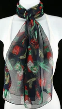 Hot Sauce Women's Scarf Chili Pepper Food Peppers Ladies Sheer Blue Scarves 