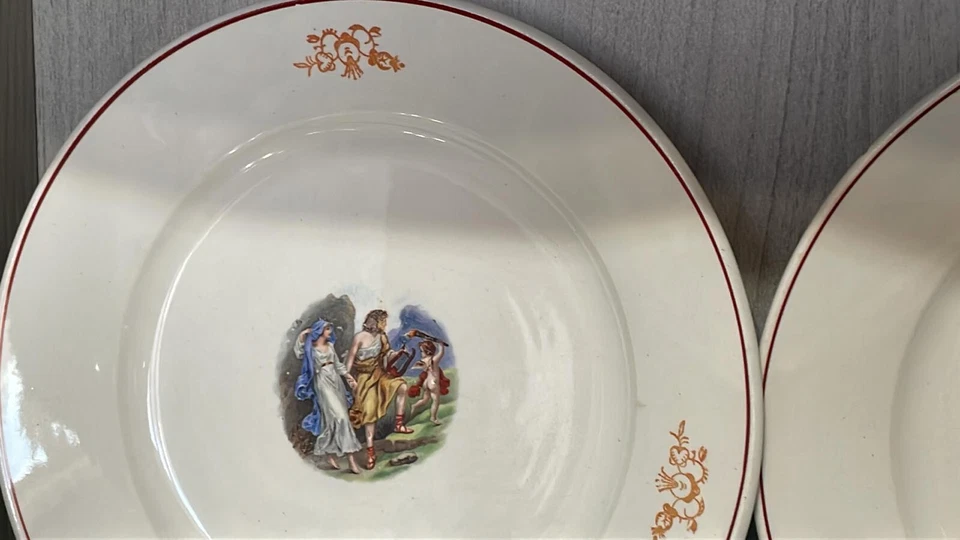 6 PIATTI IN PORCELLANA SOCIETA' CERAMICA ITALIANA LAVENO,SCENE BUCOLICHE - Immagine 4 di 4