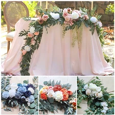 6ft Artificial Flower Garland Eucalyptus & Rose Table Decor Sign Flower Backdrop