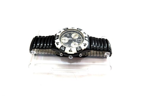 NEW Swatch AquaChrono Watch BLACK JACK SEB100 w/ Case & Papers 1995 Mid Size - Picture 4 of 11