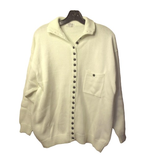 White Cardigan Sweater 100% Cotton 