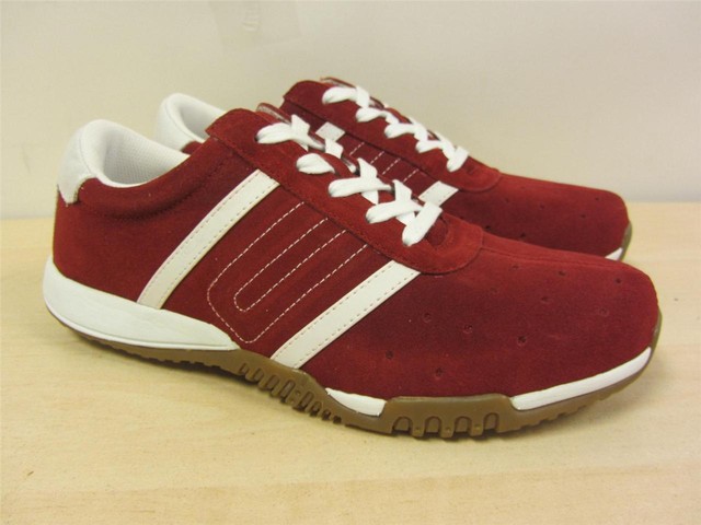 red suede tennis shoes