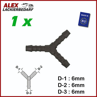 1 x PVC Schlauchverbinder Pipe Connector Y-Stück 6mm x 6mm x 6mm (2728)
