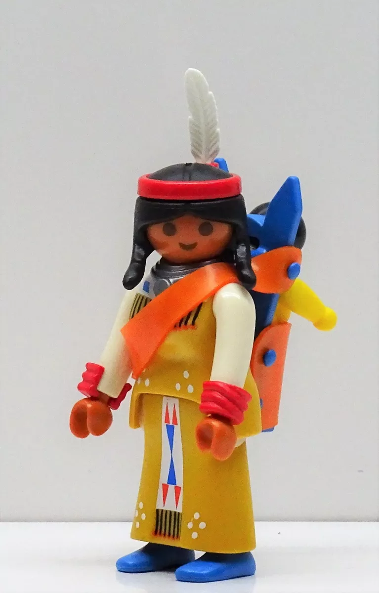 Belle Indien Squaw avec Bébé Porter Playmobil Apache Indienne Enfant Rare