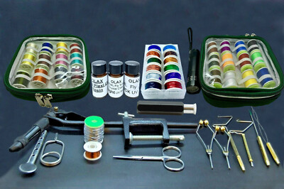 Goliath Fliegenbinden Kit mit AA Schraubstock, Thread, Tinsel, Floss,Schere,Whip