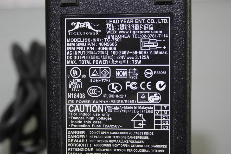 Tiger Power Netzteil TG-7501 3Pin 42H1176 Stromversorgung 24V 3.125A 75W - Bild 3 von 4