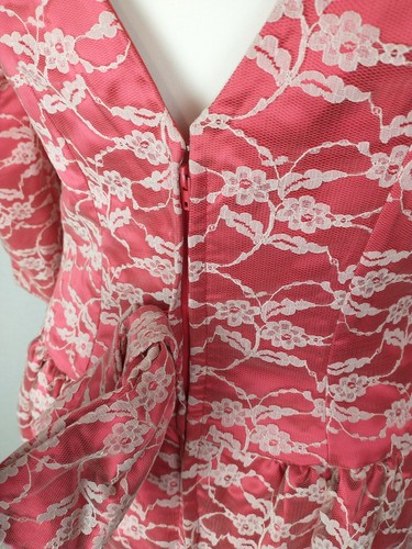 Edna Pullinger True Vintage Dress Exclusive Dressmaker Floral Net Lace Size M - Picture 6 of 12