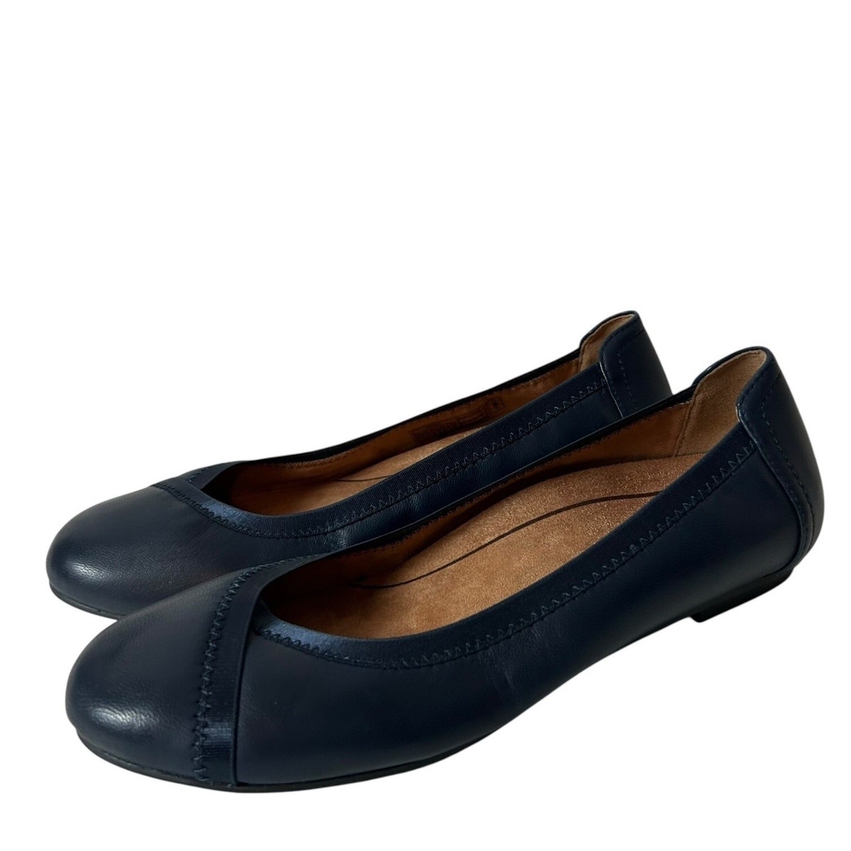 Vionic CAROLL Ballet Flat Shoes In Navy Blue Arch Support Size