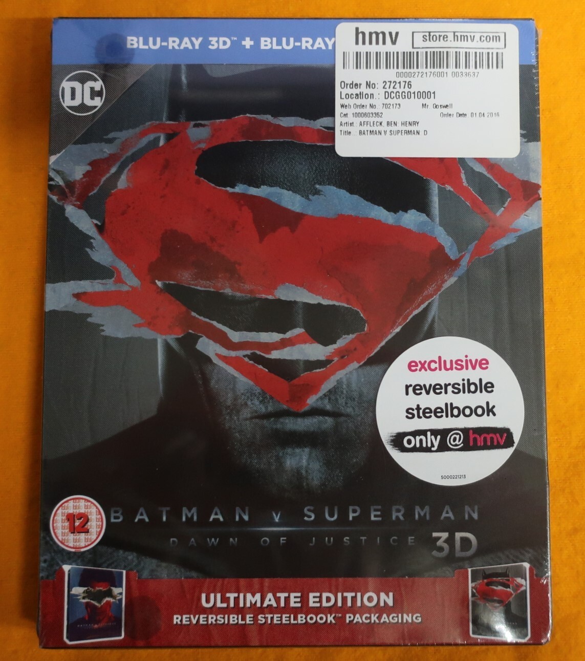 Batman V Superman: Dawn of Justice Blu-ray Steelbook HMV EXCLUSIVE *SEALED*