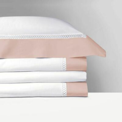 Yves Delorme Walton Blush King Duvet Set Venetian Hemstitch Cotton