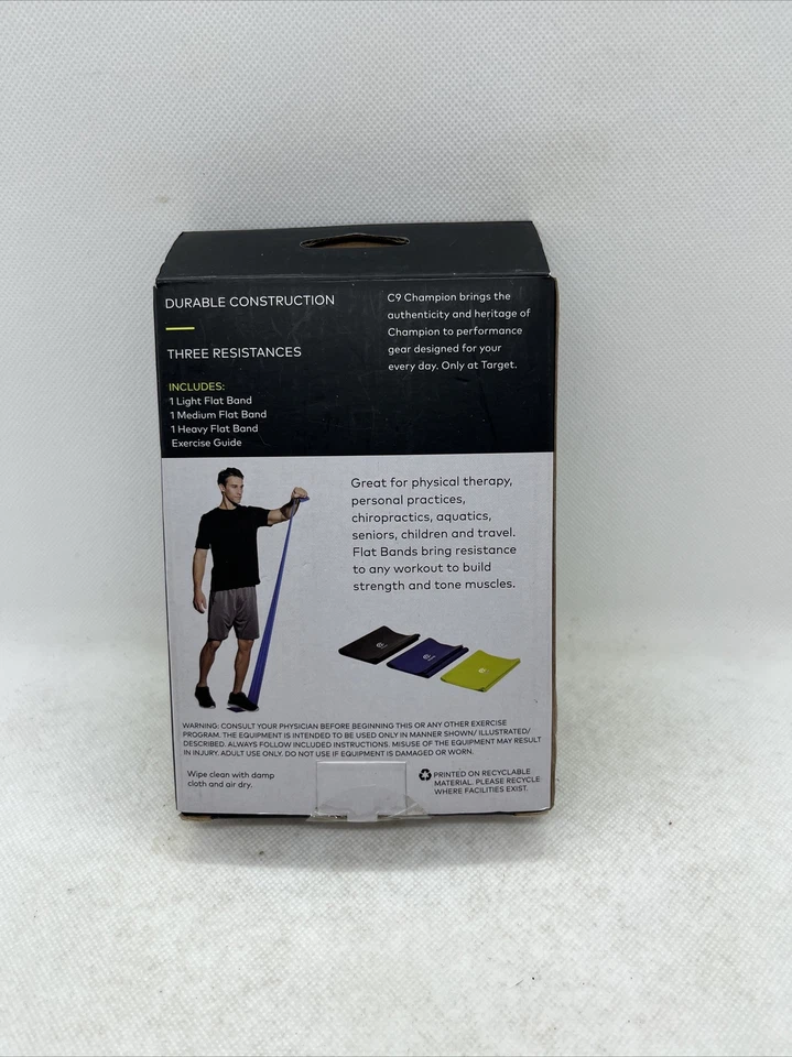 Champion 3 Bandas Planas de Resistencia para Ejercicio Nuevas en Caja ENVÍO GRATUITO Foto 2 de 3