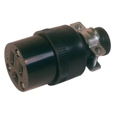 NEMA 5-15R, U-Ground Black Rubber Connector Adapter,  15A, 125V Female