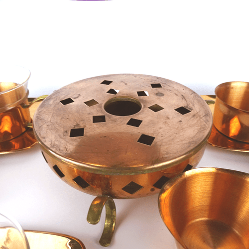 Vintage Tee Service Kupfer Teekanne & Rechaud Tea Copper Set Germany 1950s 1960s - Bild 5 von 10