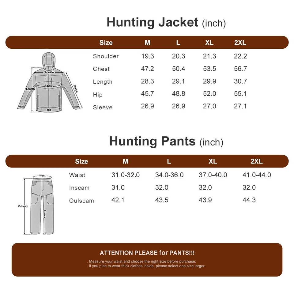 Warm Hunting Clothes for Men with Lining,Waterproof Deer Hunting Jacket and Pant - Image 3 of 4