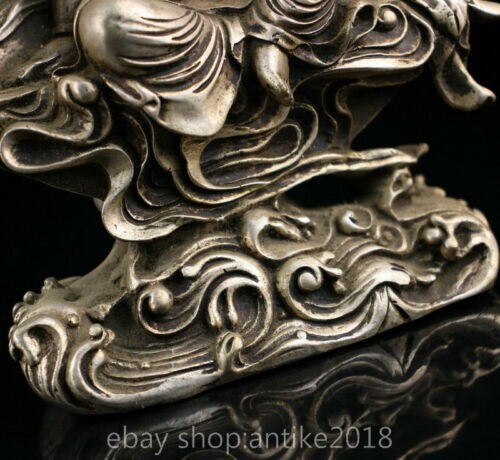 7,8 Zoll altes chinesisches reines Kupfer vergoldetes Silber Kwan-Yin Guan Yin sitzende Mondstatue - Bild 4 von 9