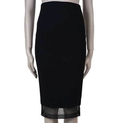 70722 auth VICTORIA BECKHAM black LACE TRIM HIGH-WAISTED PENCIL Skirt UK  XS