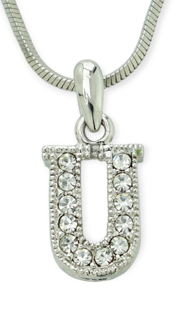Swarovski Crystal U Initial Pendant Necklace with 18