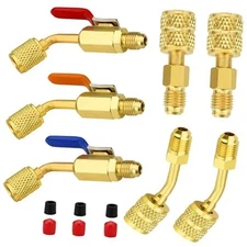 Air Conditioning Refrigerant Angled Ball Valve for R410A R134A R12 R22 HVAC, 