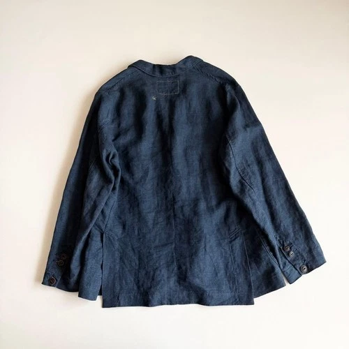 45R / 45rpm Linen Tailored Jacket Indigo Blue Size-L Excellent image 6
