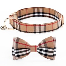 Dog Collar with Bow Tie Adjustable Plastic Buckle Stylish Pattern Pet Gift