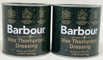 2 x Barbour Wachs Verbanddose, dornenfest, wasserdicht für Jacken etc 200ML