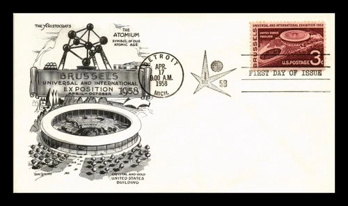 DR JIM STAMPS US COVER BRUSSELS EXHIBITION FDC SCOTT 1104 LOWRY ARISTOCRATS