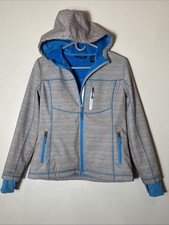 Snozu Coat Jacket Kid's Boy's Sz L 14/16 Blue Fleece Lining Front Zip Gray