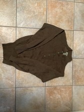 Vintage Military OLIVE DRAB ARMY SWEATER, 5 Button Henley, 100 Wool - Medium