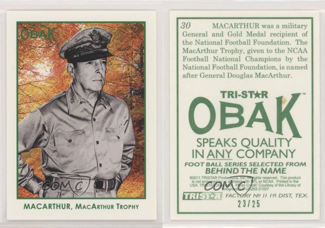 2011 TRI-STAR Obak Green 23/25 Douglas MacArthur #30 a8x