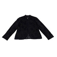 Coldwater Creek Dark Tapestry Blazer Womens Size Medium Navy Cottage Core Office