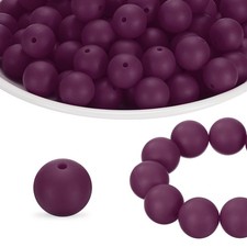 40Pcs Silicone Beads 15mm Silicone Beads Bulk for Pens Loose Round Wine Red