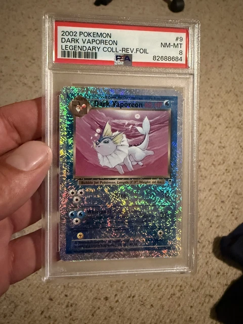 2002 POKEMON LEGENDARY COLLECTION #9 DARK VAPOREON-REVERSE FOIL PSA 8