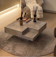House of Fraser Grey Square Stone Coffee Table with Storage 72cm x 72cm