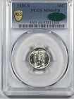 1936-S Mercury Dime : PCGS MS66FB  CAC Blazing White