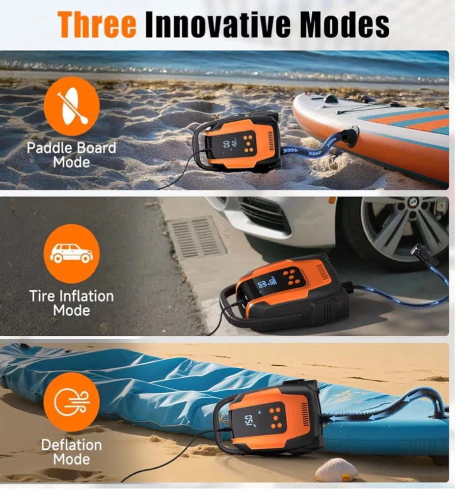 Bomba de Aire Eléctrica 50PSI con Apagado Automático y Deflación Conector Coche 12V DC Nuevo Foto 3 de 4