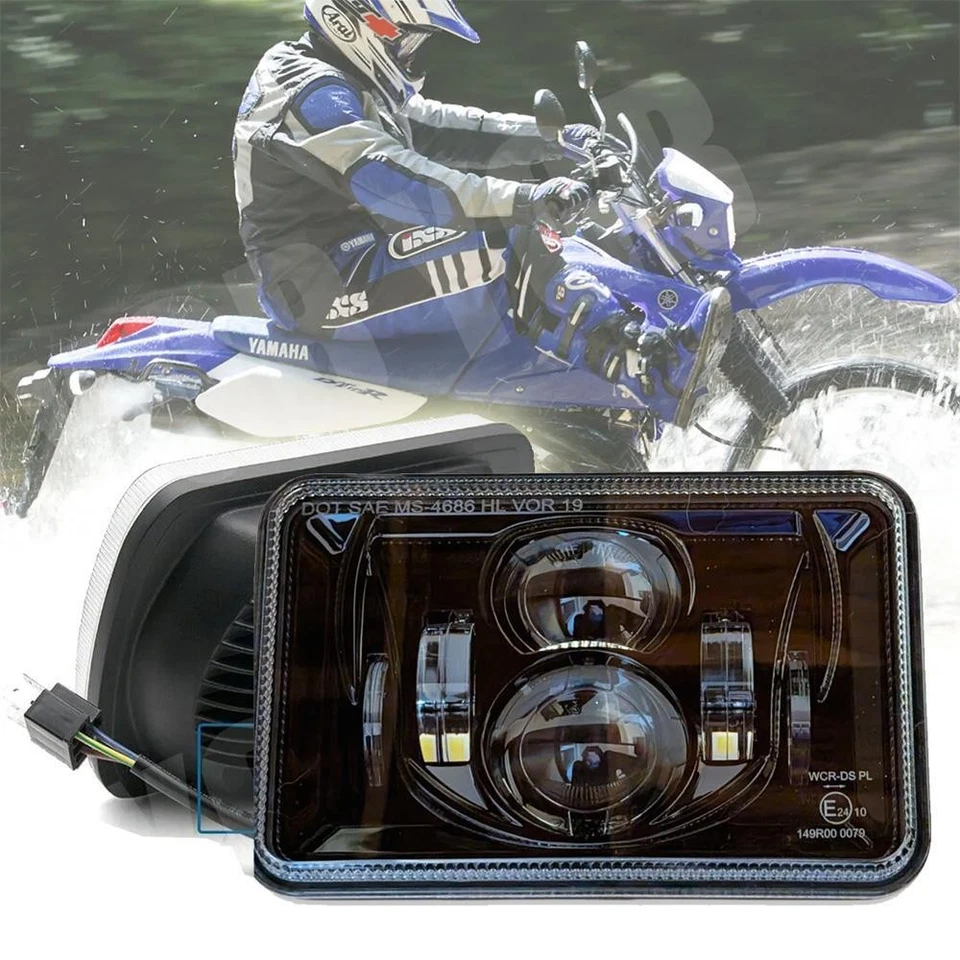 Phare Avant LED Pour Yamaha DT 125 R/RE/X, ECE, 12V, 55W 30W, Noir - Photo 1/4