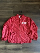 Vintage 70s Russell Athletic Fraternity Jacket Windbreaker Red Lightweight Large