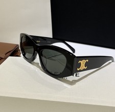 New Celine CL40308U Gold Triomphe Women Sunglasses Black Gold/Gray Lens