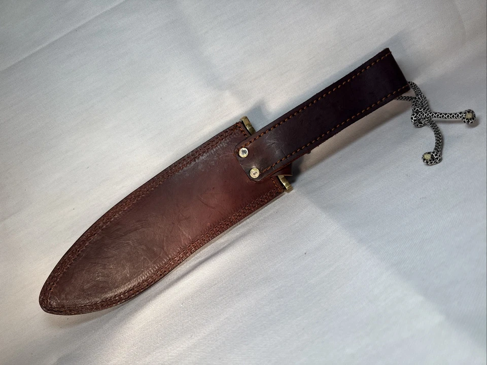 P &C Customs 14 3/4” Damascus Steel Fighting Knife W/ Sheath Peter Lugo Miami - Image 3 of 4