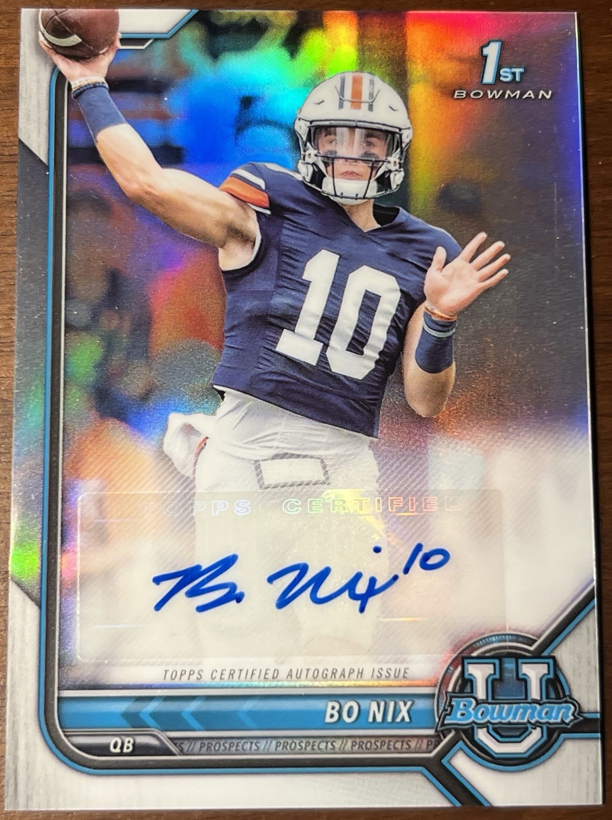 Autograph Chrome Refractor 2021-22 Bowman U Bo Nix 1st Bowman